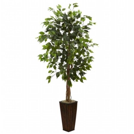 NEARLY NATURAL 5.5Ft Ficus Tree with Bamboo Planter 5924